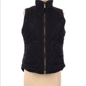 J Crew Black Quilted Vest with Gold Zipper